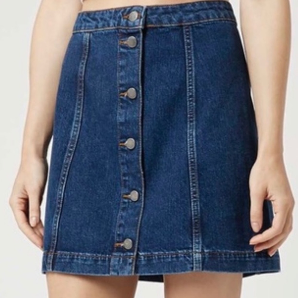 TOPSHOP Button-down Denim Skirt